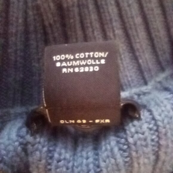 Lands End Blue 1/4 Zip Long Sleeve Ribbed Knit Pullover sz L - Picture 10 of 10